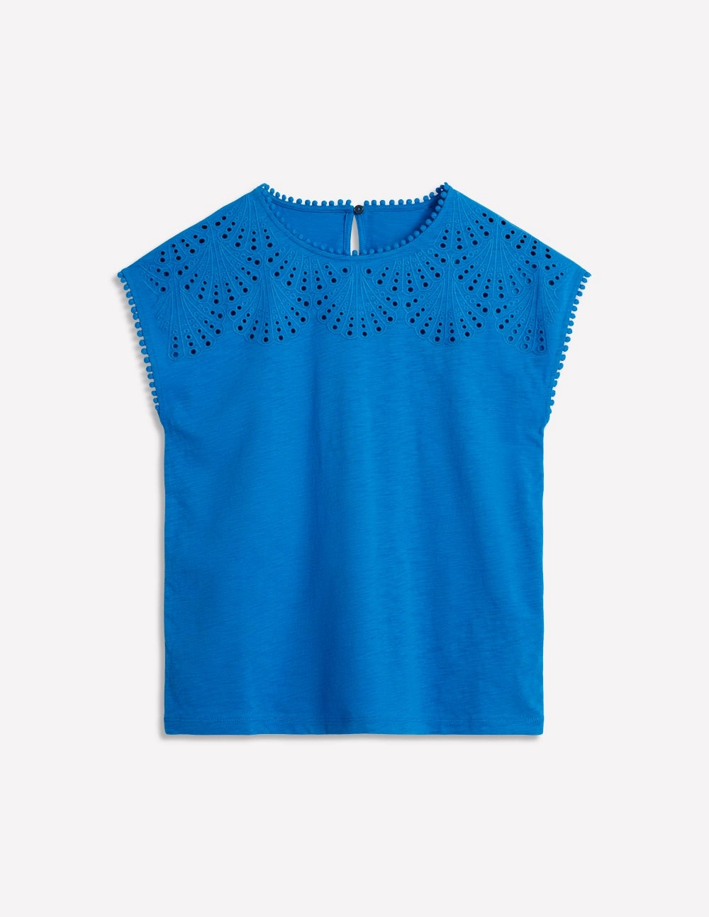 Anya Broderie T-shirt-Cerulean Blue Self Fabric Tie Closure