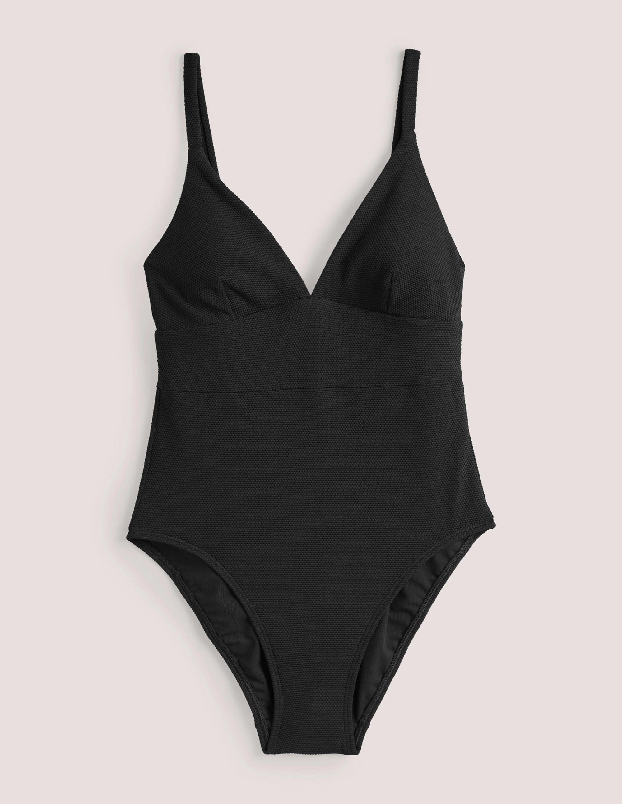 Recycled Material Arezzo V-neck Panel Swimsuit-Black Texture