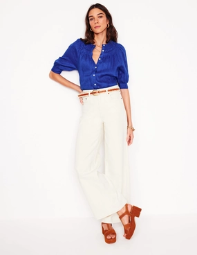 BambooBlend Bea Linen Top-Bright Blue