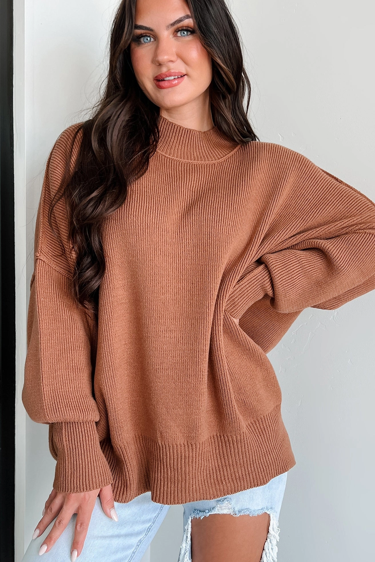AntiOdorTechnology AirflowVents Auden Oversized Zenana Sweater (Deep Camel)