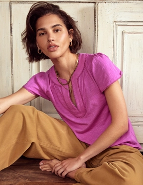 Bonded Seam Tape Quick-Dry Ava Short Sleeve Top-Radiant Orchid