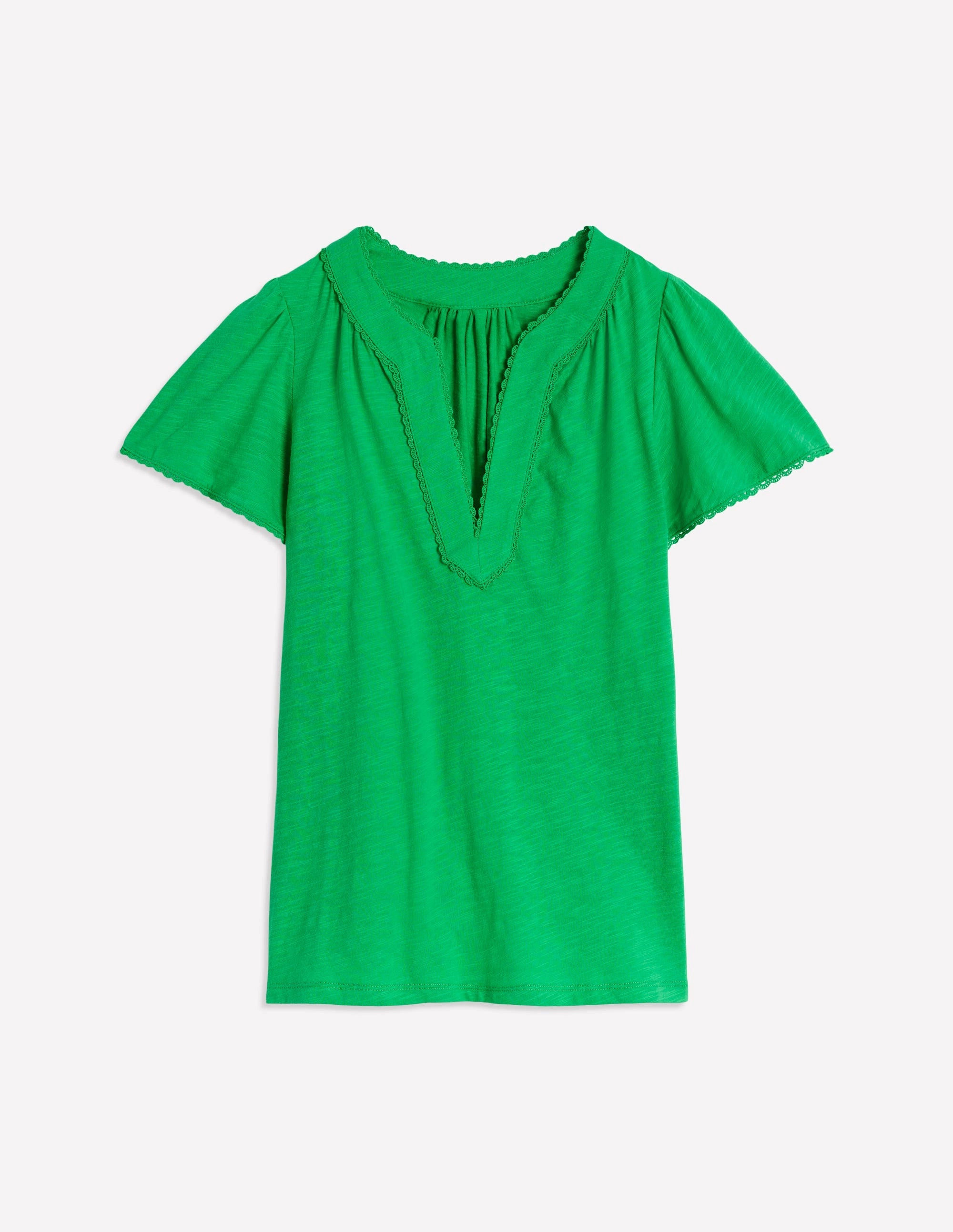 Tapered Side Panels Ava Short Sleeve Top-Sapling Green