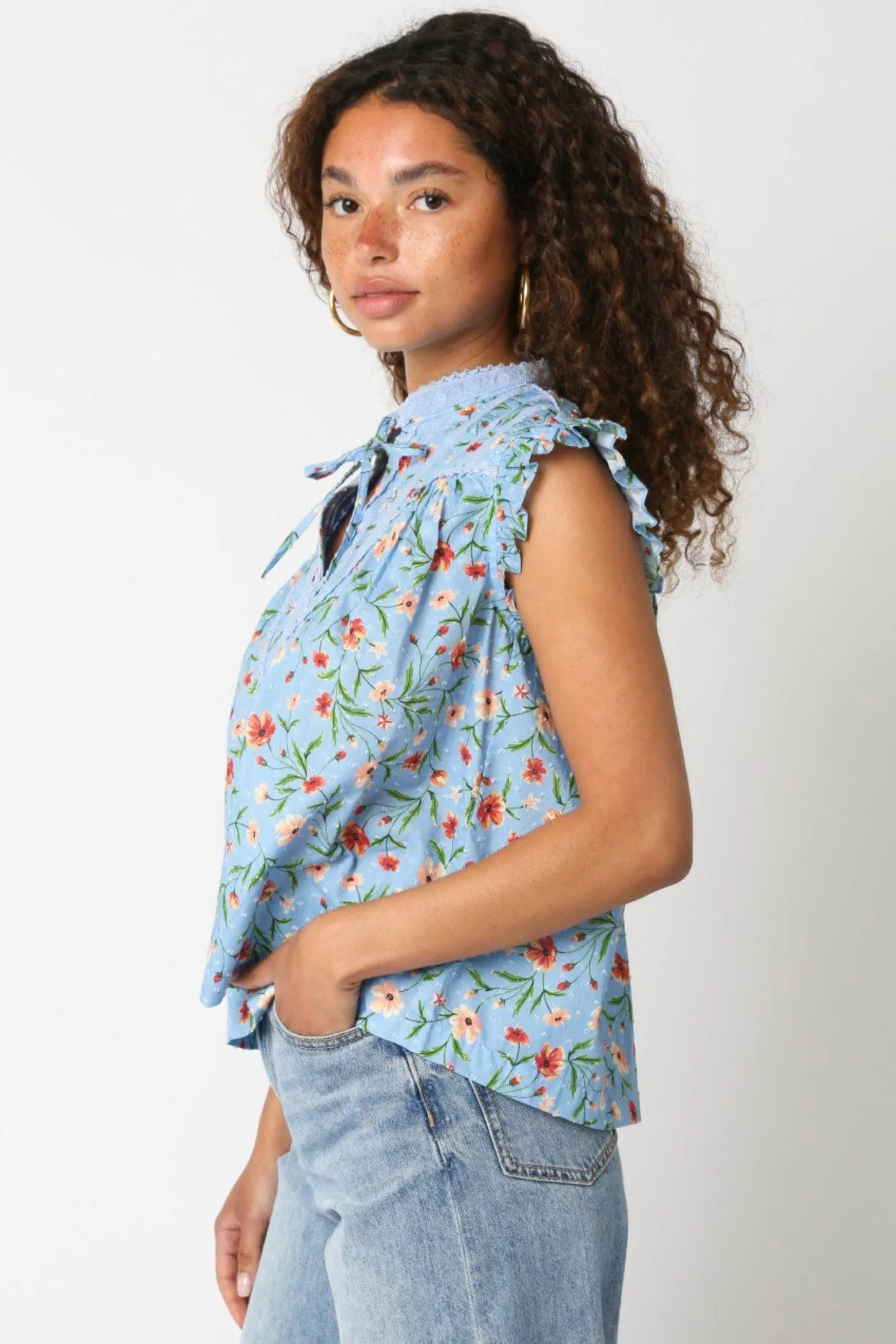 AYLEN COTTON FLORAL TOP Sporty Cardigan Soft Touch