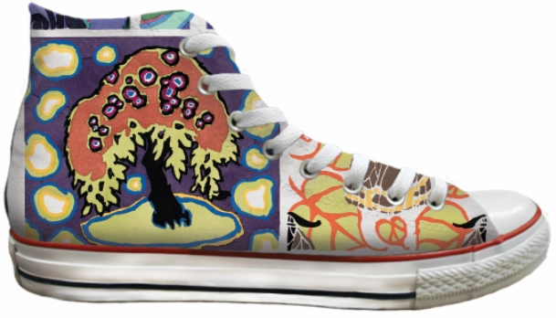 Baggins Original Hi Top Abstract Floral Purple