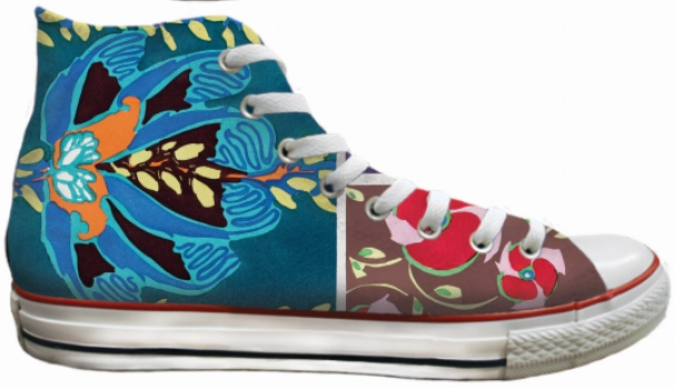 Baggins Original Hi Top Abstract Floral Teal