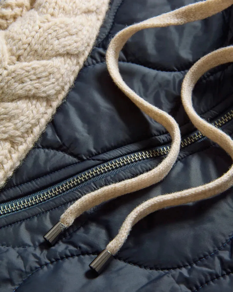 Preppy Contest Barrows Knit Sleeve Quilted Jacket Navy/Heathered Sand