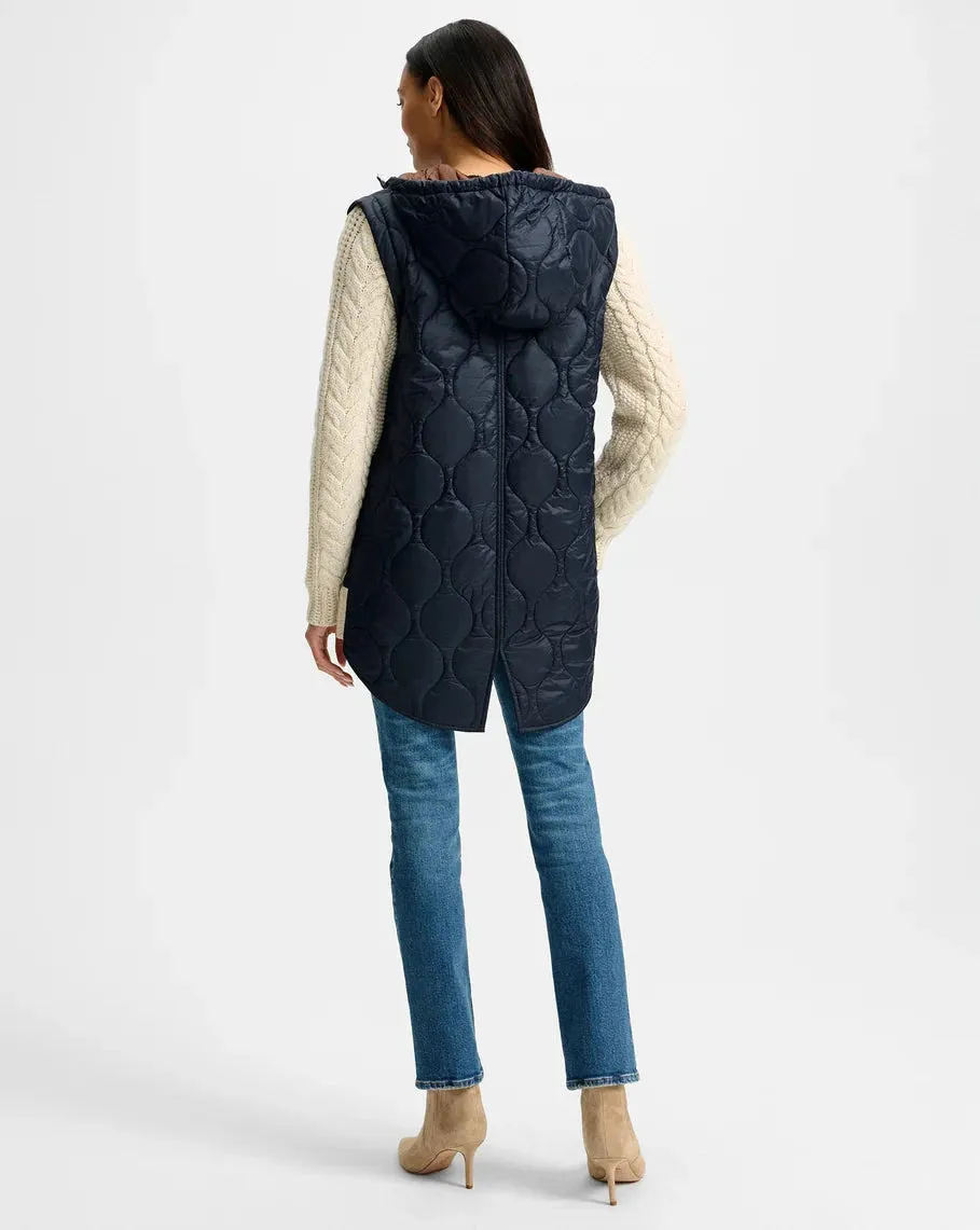 Investment Barrows Knit Sleeve Quilted Jacket Navy/Heathered Sand