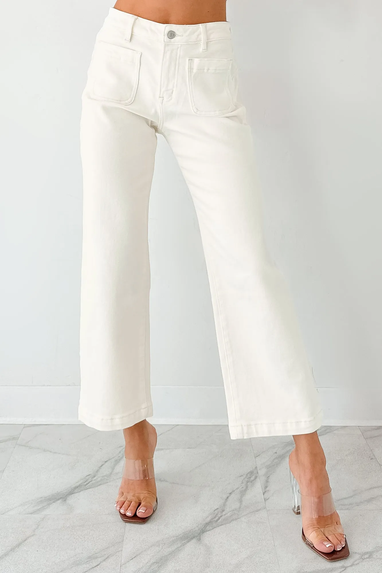 Bella Cropped Wide Leg Mica Denim Jeans (White Chocolate) Work Friendly
