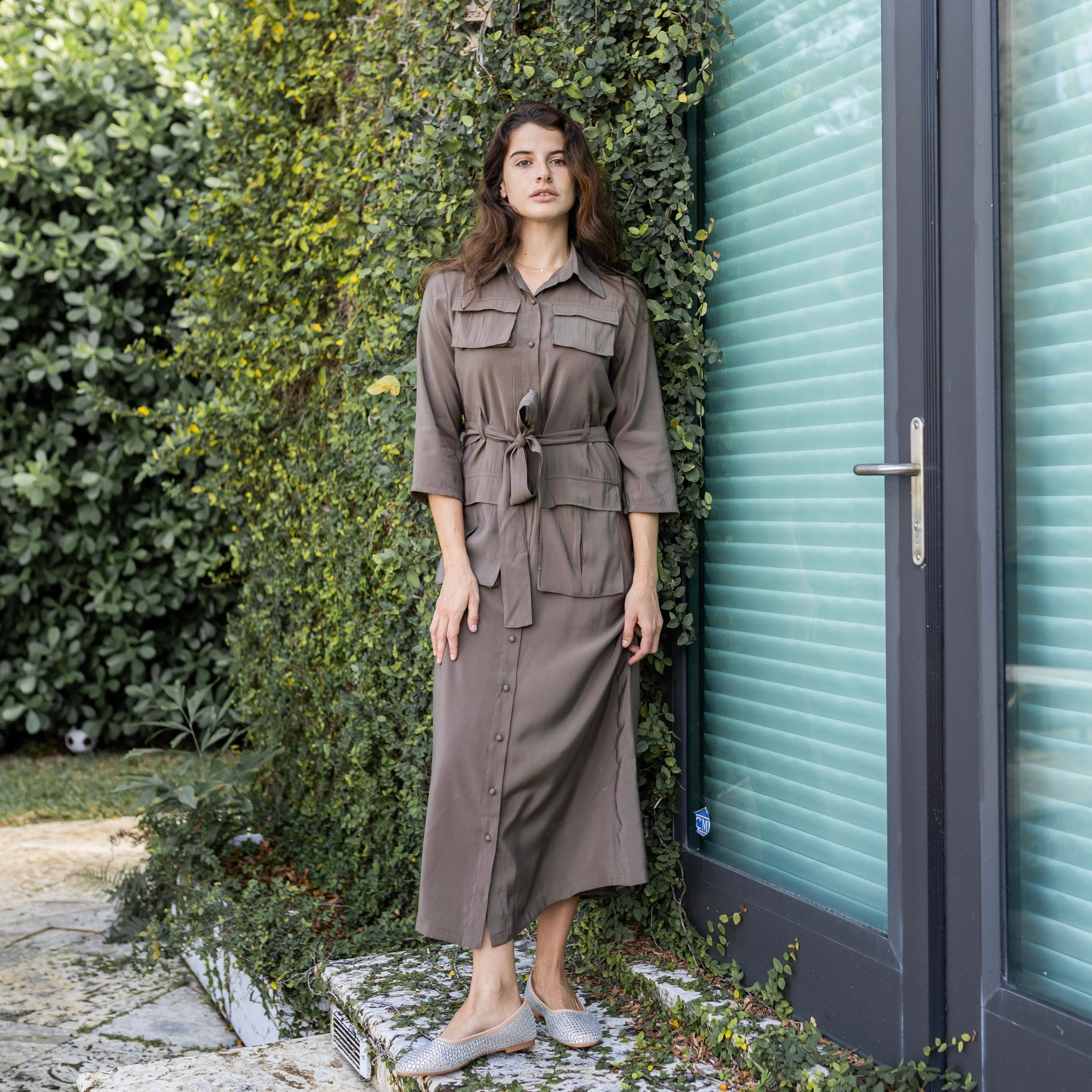 Belted Shirtdress | Brown [Final Sale] All Fitwear Artistic Detail