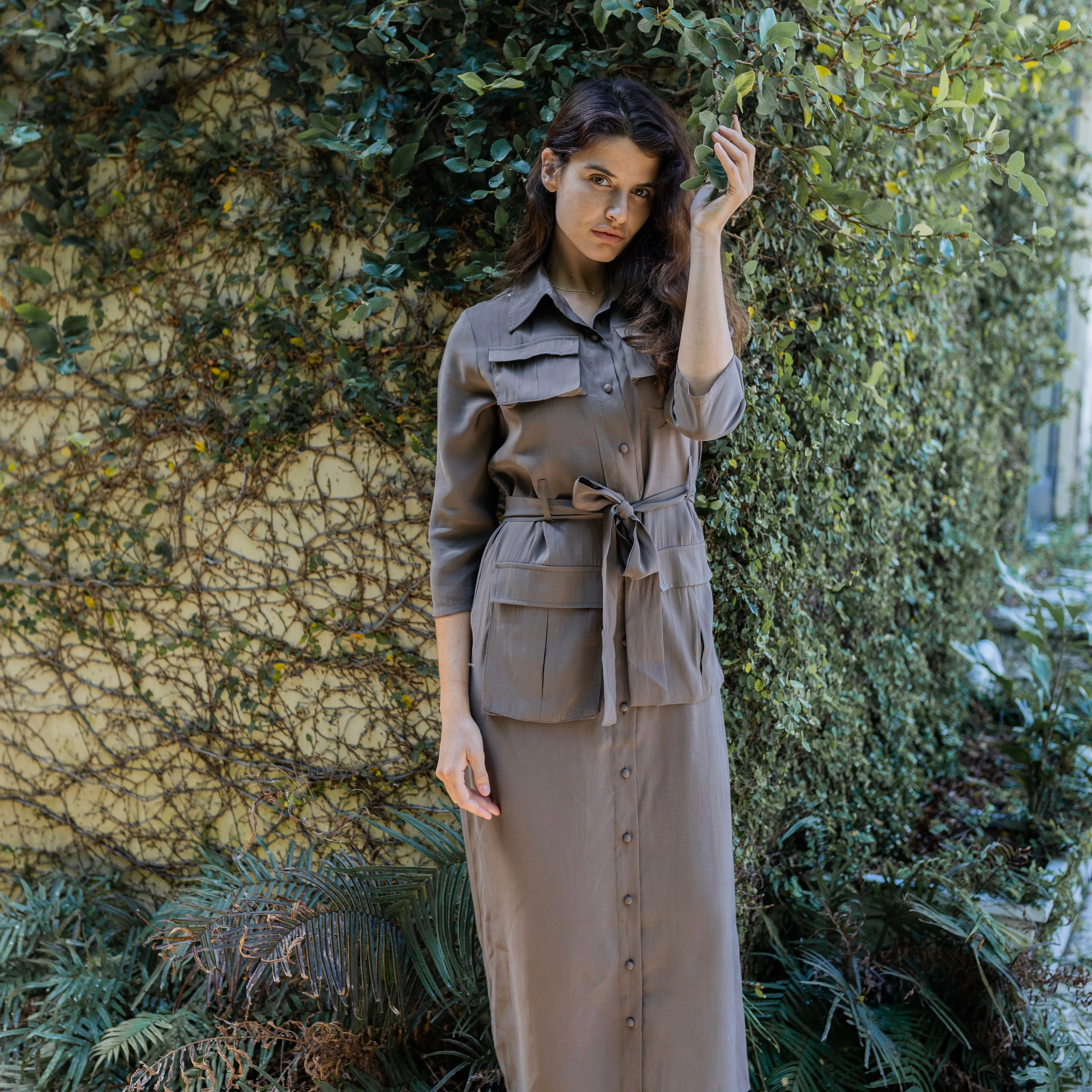 Petal Zone Linen Vibe Belted Shirtdress | Brown [Final Sale]