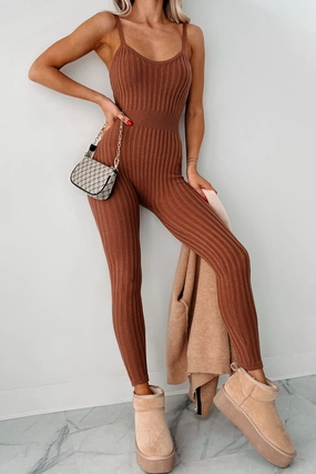 Emerging-Brand Better By The Minute Sweater Knit Catsuit (Mocha)