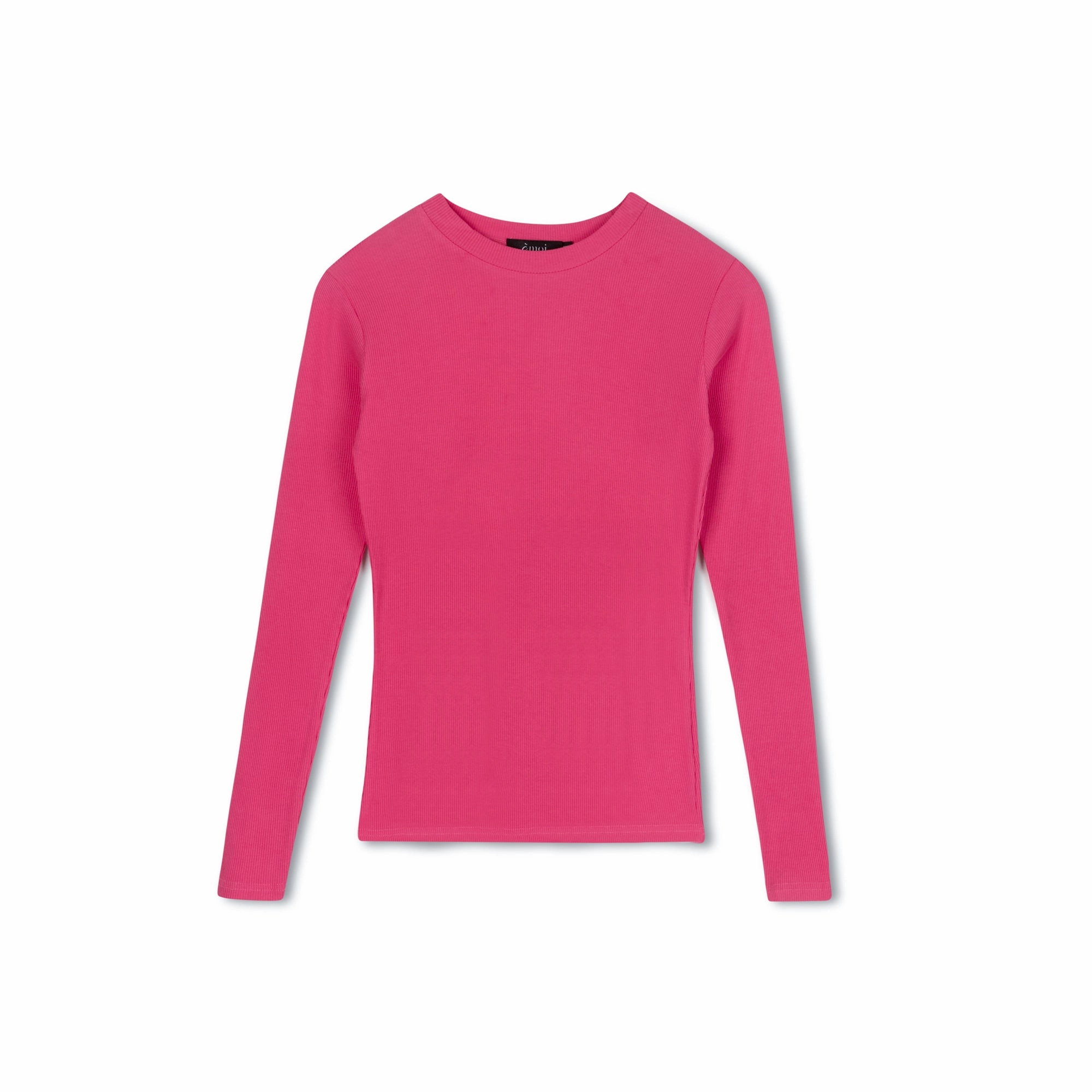 Biodegradable material Stretch Fabric Ribbed Crewneck Tee | Highlighter Pink