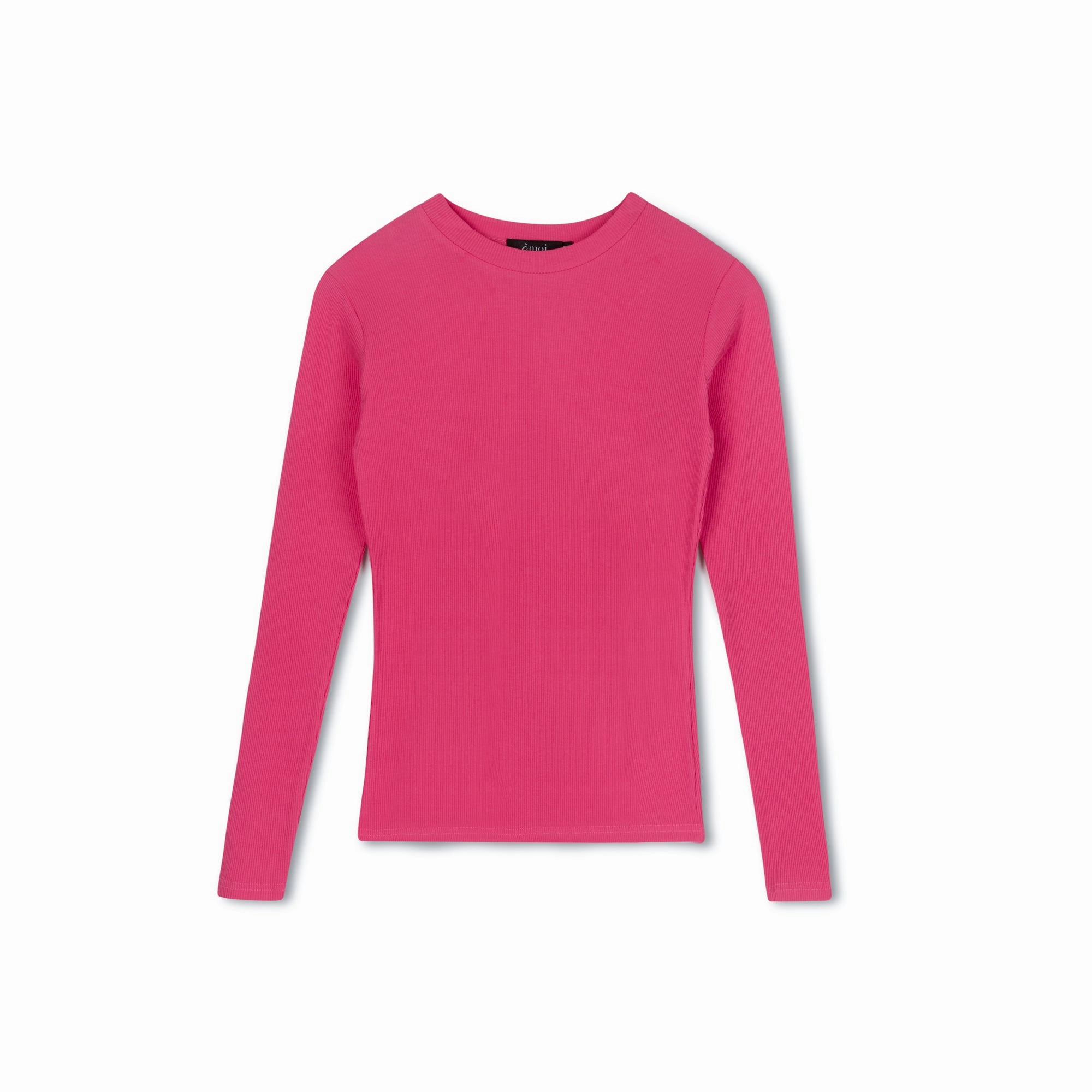 Butter Soft Handfeel Ribbed Crewneck Tee | Highlighter Pink