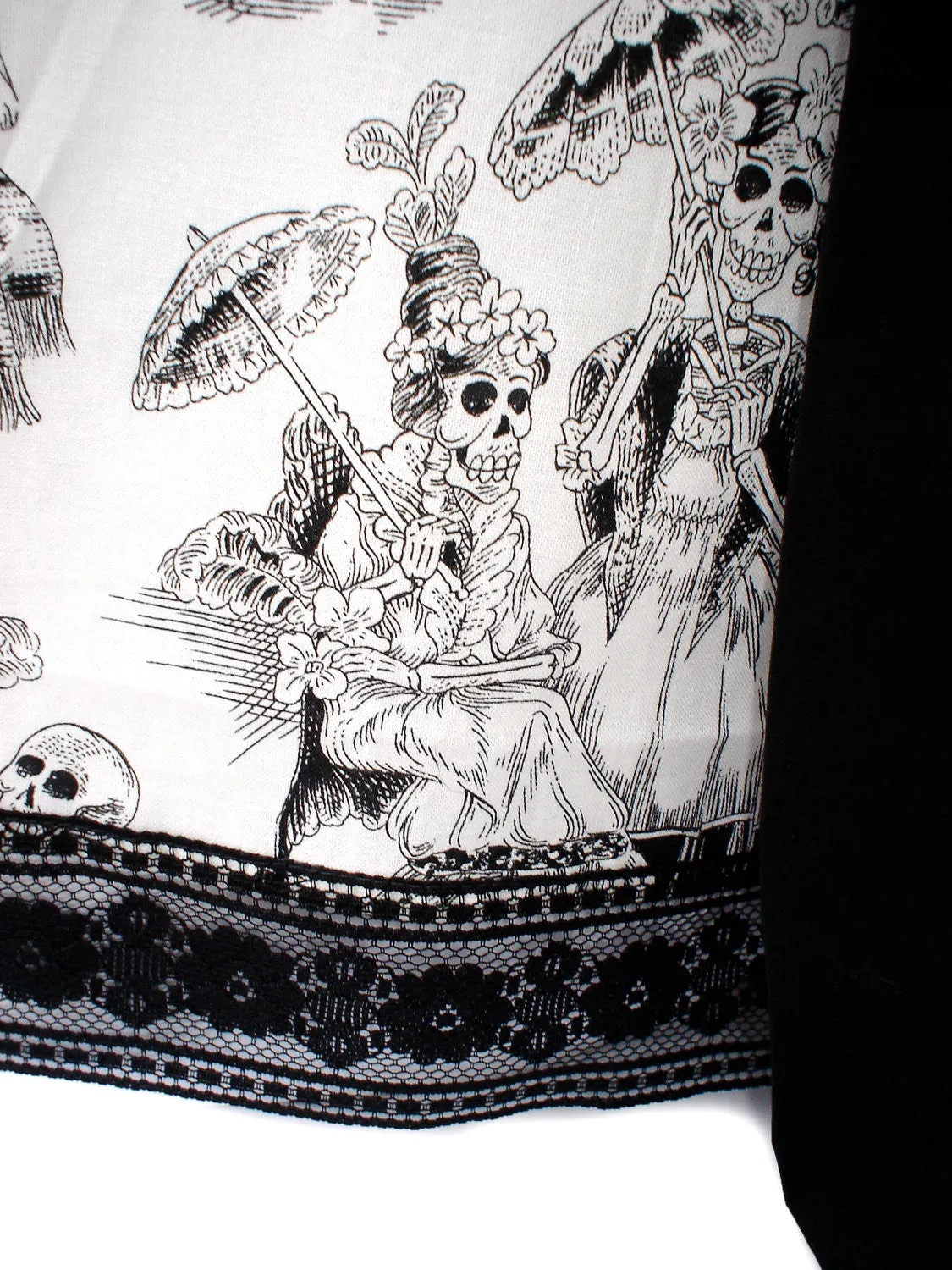 Breathable Lining Black and White Day Of The Dead Inspired Skirt #S-TH720