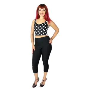Black High Waisted Capri Pants #CP-B511 Active Lifestyle Sporty Comfort Fit