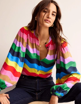 Blouson Sleeve Blouse-Multi, Rainbow Wave QuickRelease Closure