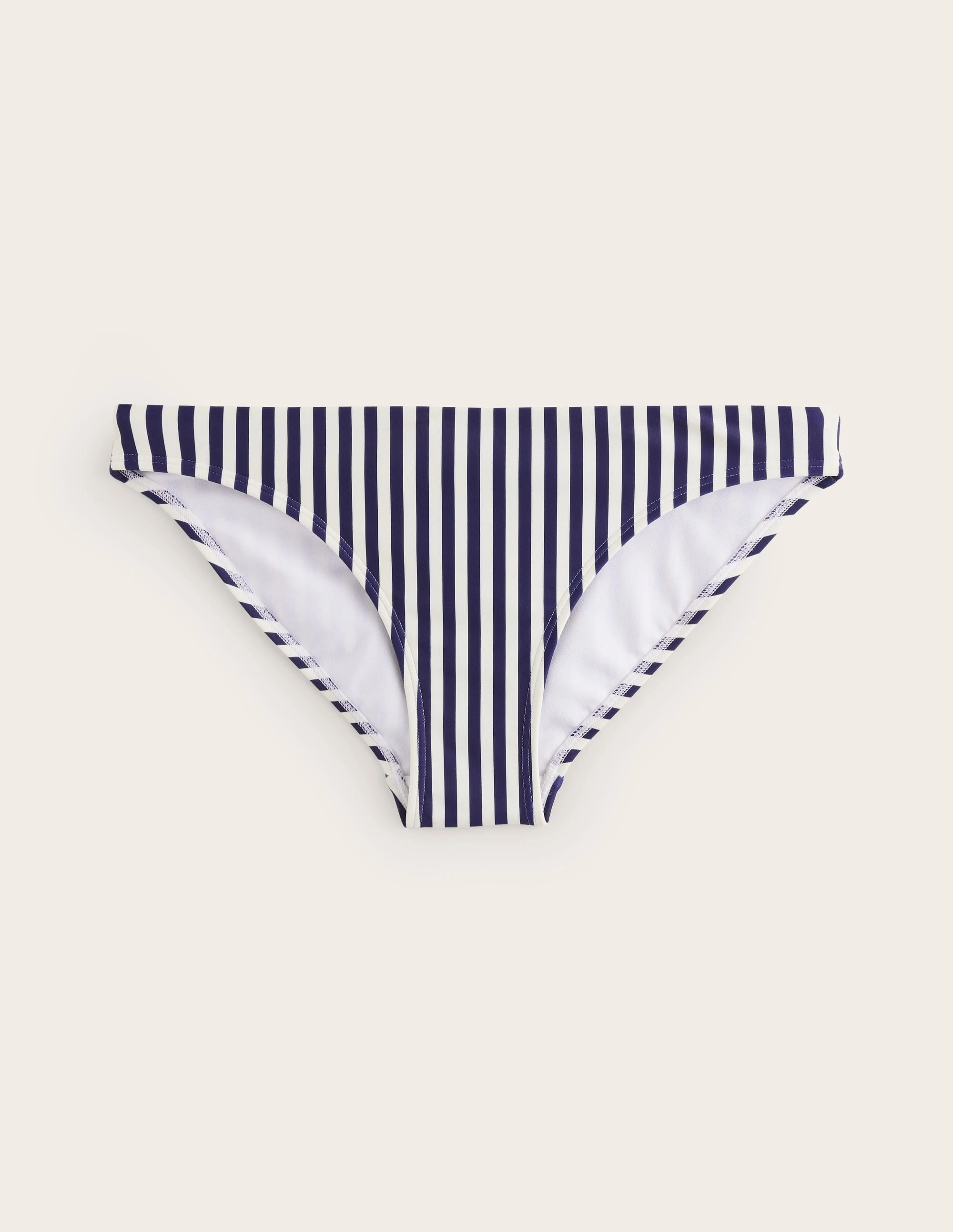 Classic Bikini Bottoms-Navy, Ivory Stripe Anti Pilling Fabric Blend
