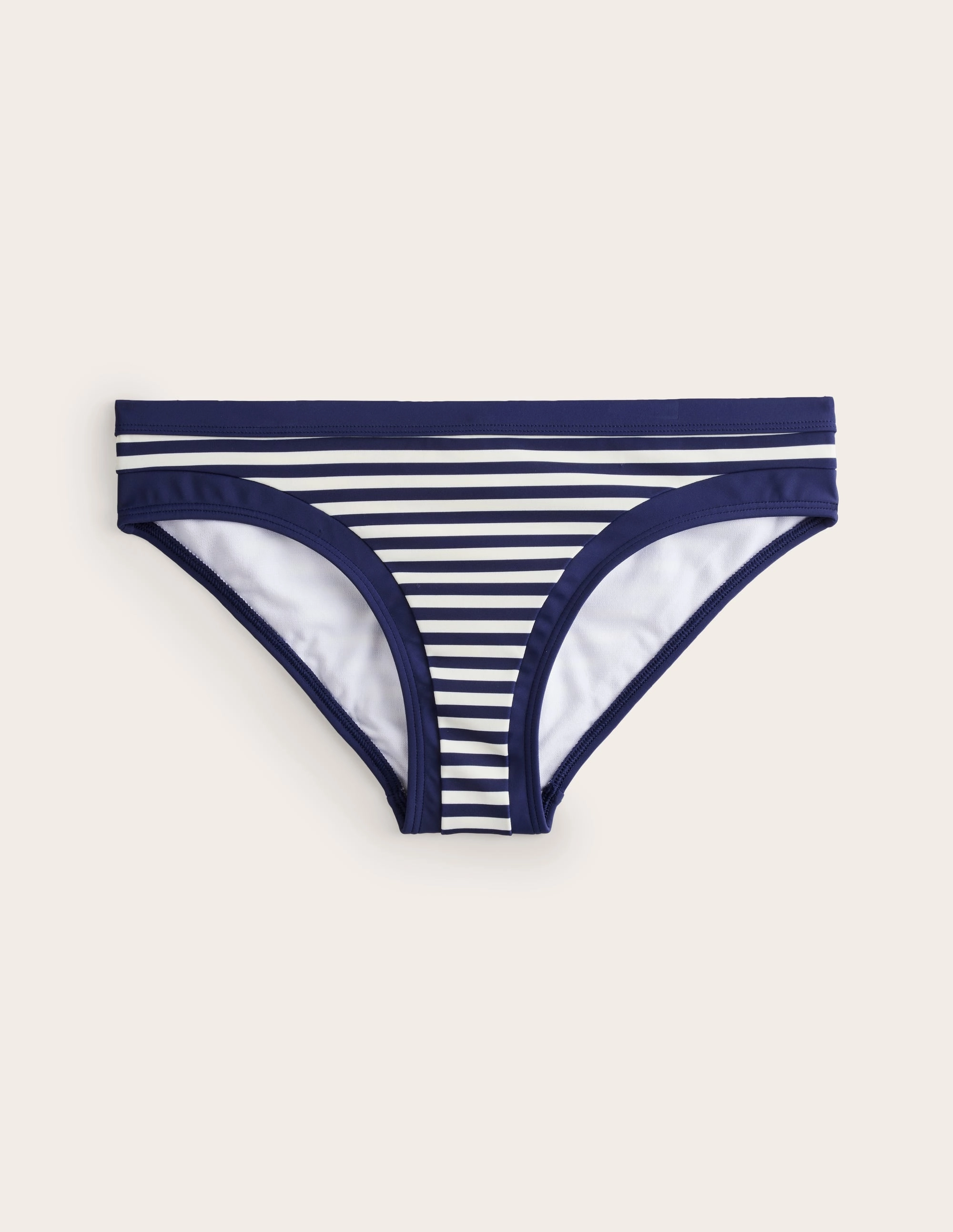 Santorini Bikini Bottoms-Navy/ Ivory Stripe Anti Sag Fabric Active Wear