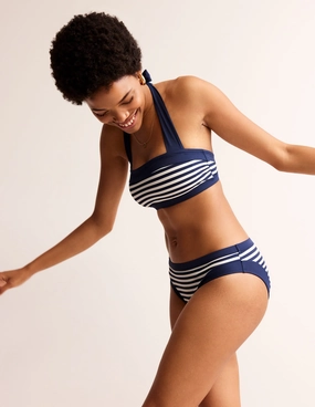 Sweat Wicking Technology Santorini Bikini Bottoms-Navy/ Ivory Stripe