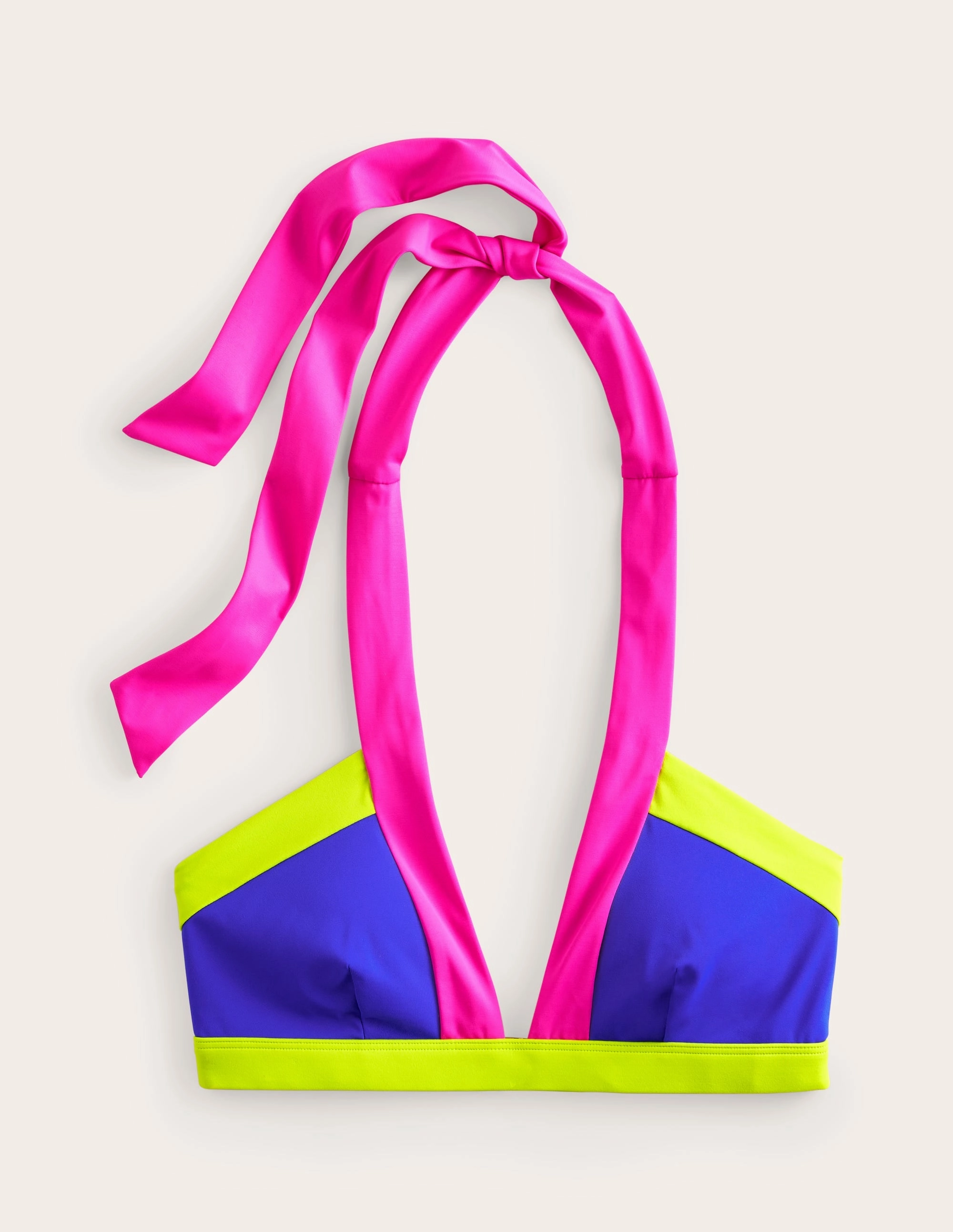 Buttery Soft Texture Breezy-Fabric Ithaca Halter Bikini Top-Blue Colourblock