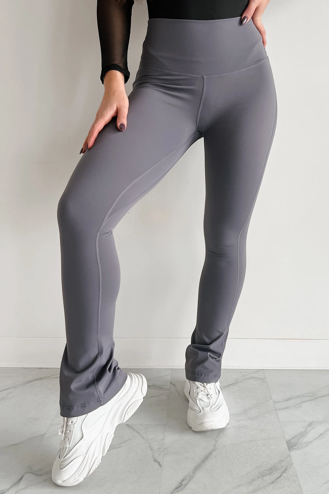Day Hike Outdoor Ready Curvy Confidence High Rise Flare Legging (Charcoal)