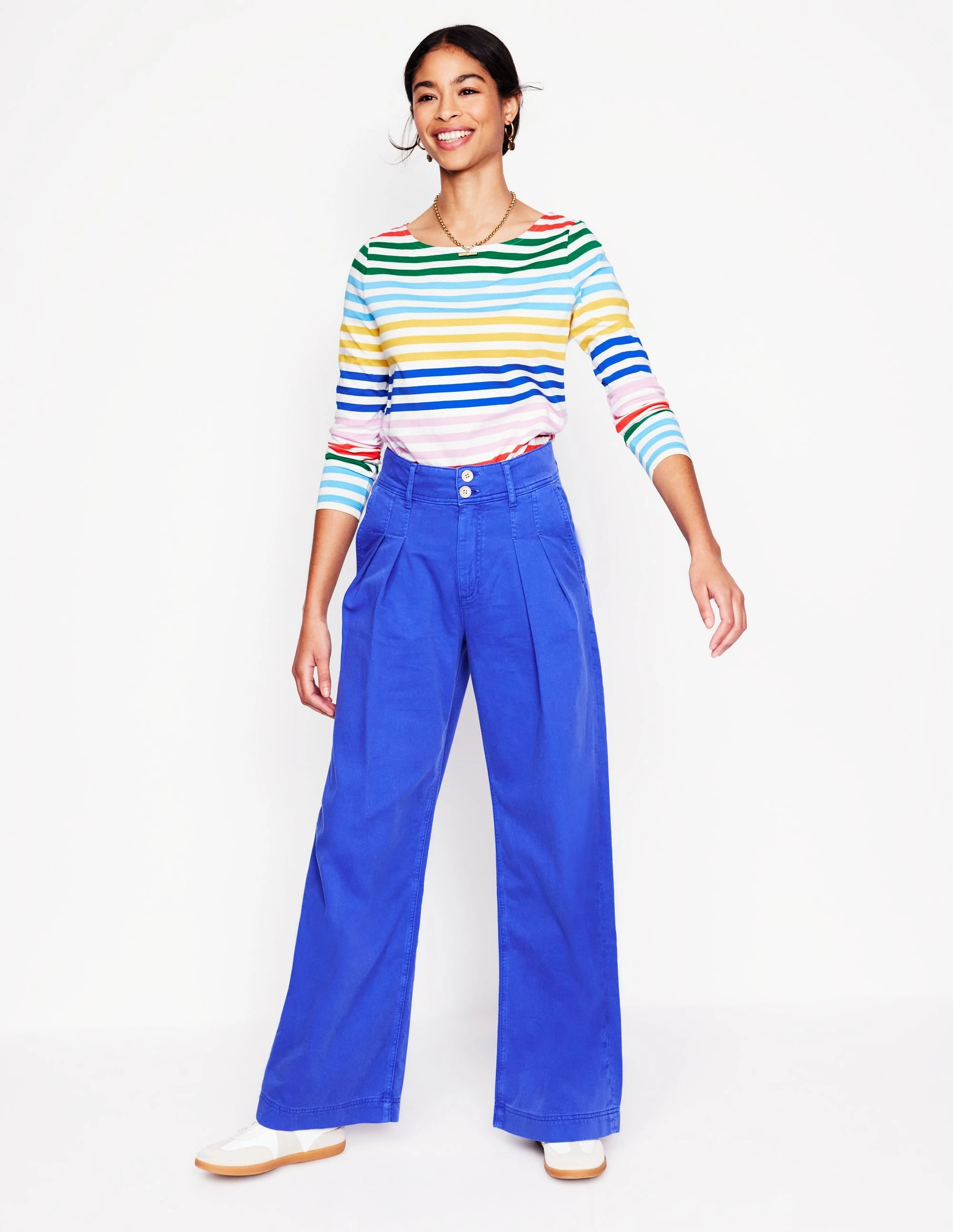 NonToxicCoating Eco friendly materials Ella Long Sleeve Breton-Banded Rainbow Stripe