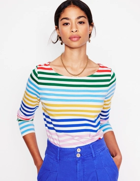 Fashionable Shirt Ella Long Sleeve Breton-Banded Rainbow Stripe