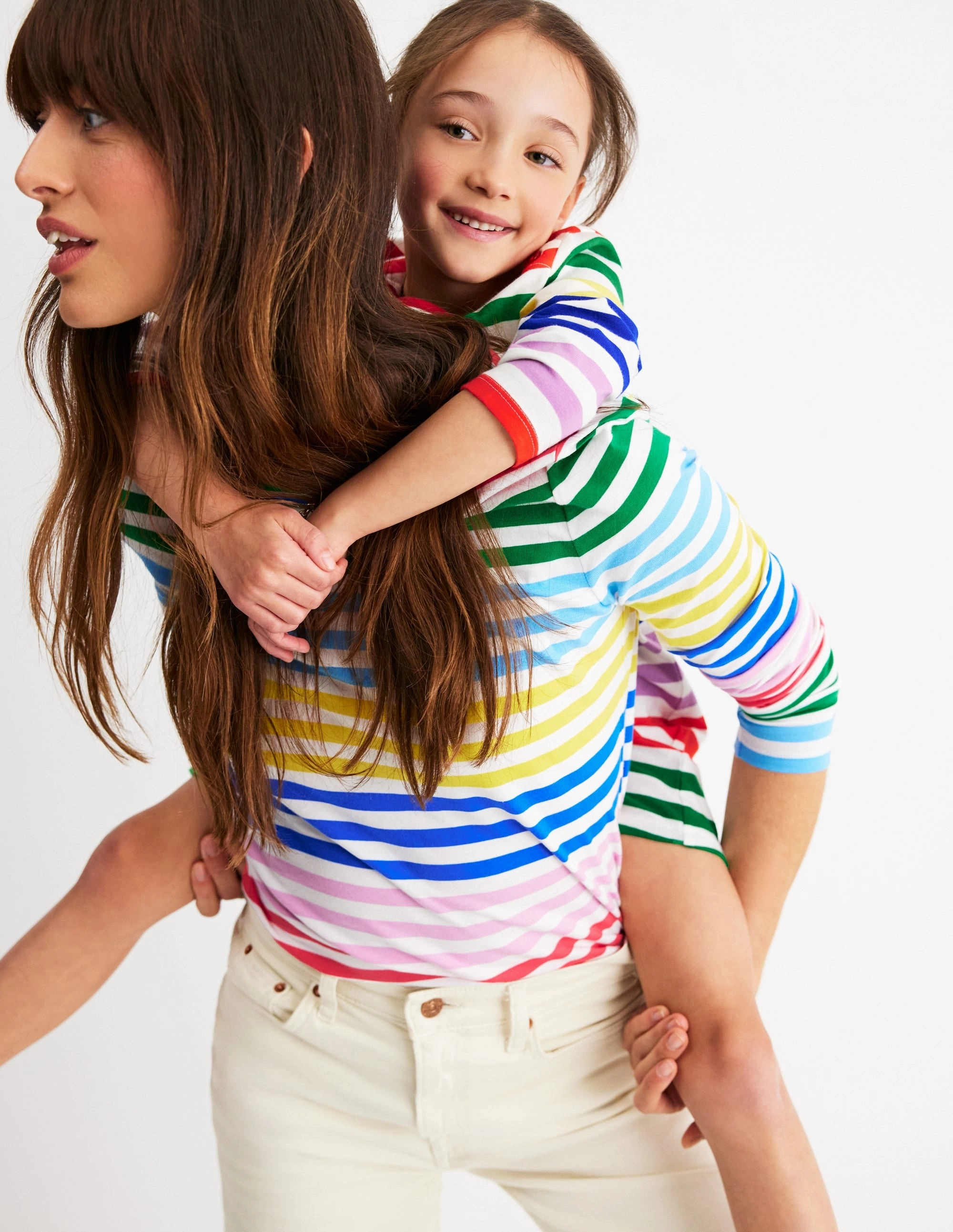 Quick Release Fasteners Ella Long Sleeve Breton-Banded Rainbow Stripe