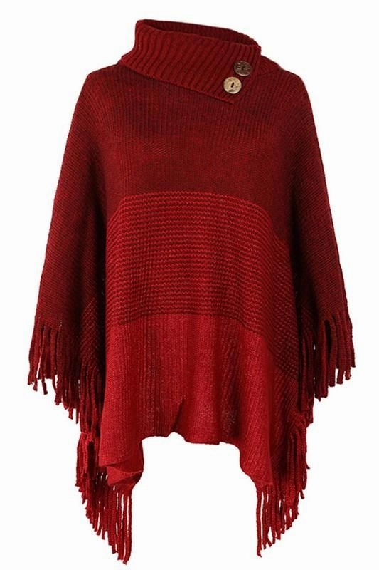 Reinforced Shoulder Panels SWEATER HALF OPEN COLLAR CLOAK