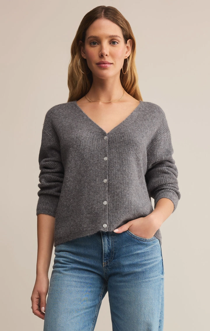HighCollar Design LowMaintenanceMaterial Emile Cardigan Classic in Heather Grey