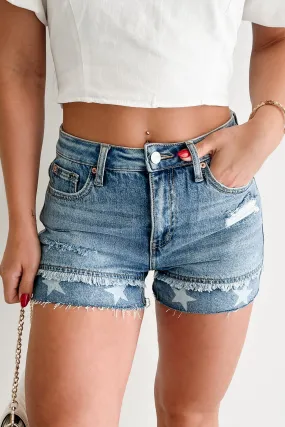 Linden Star Print Saige Denim Shorts (Medium Wash) runners