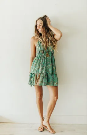 spring fresh Gitanita Mini Dress in Turquoise