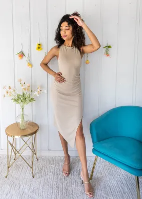 VIXEN HIGH NECK ANGLE HEM DRESS Polished Layer Smooth Layering