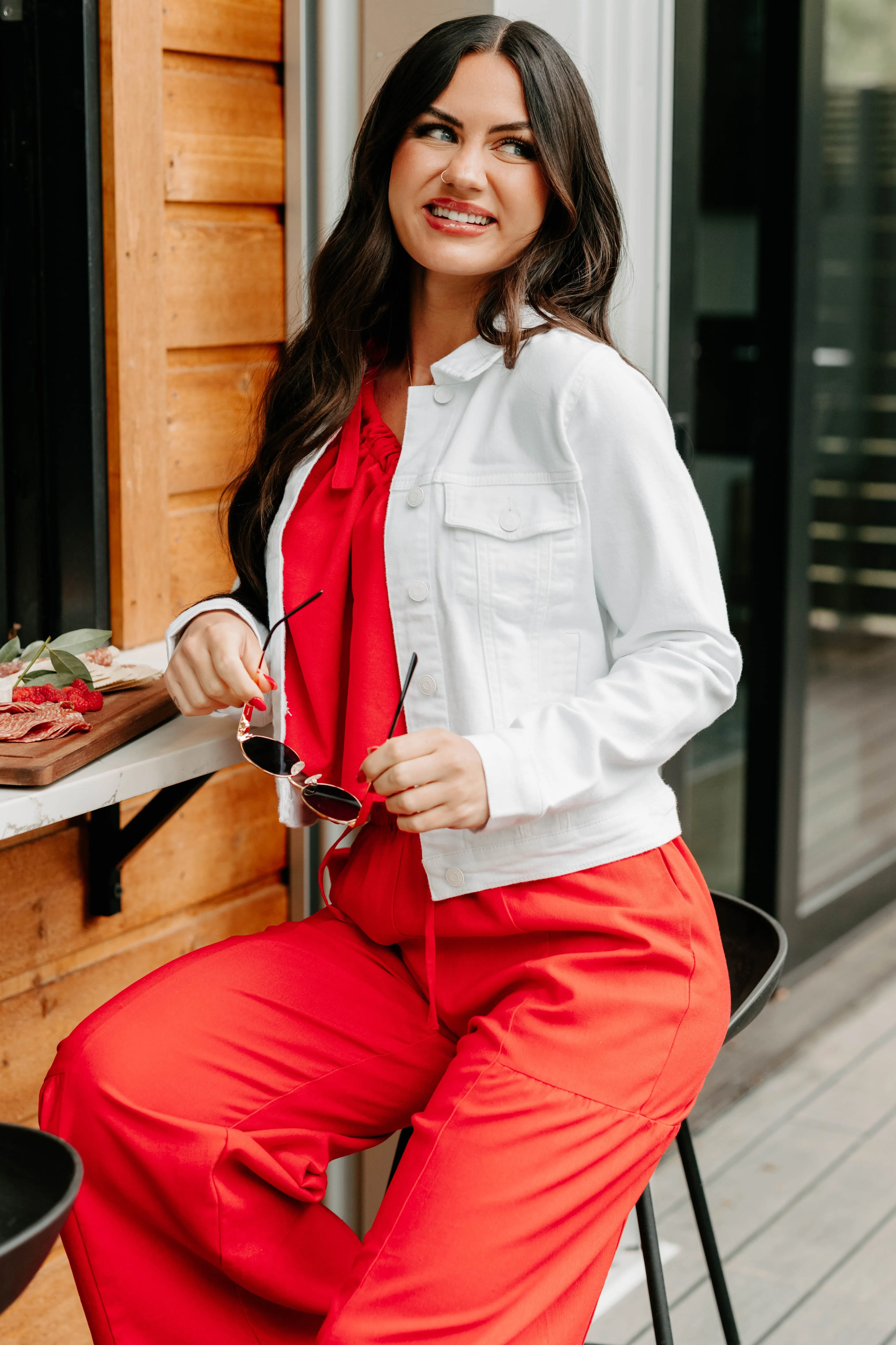 Eco Friendly Classy In Cotton Eunina Denim Jacket (White)