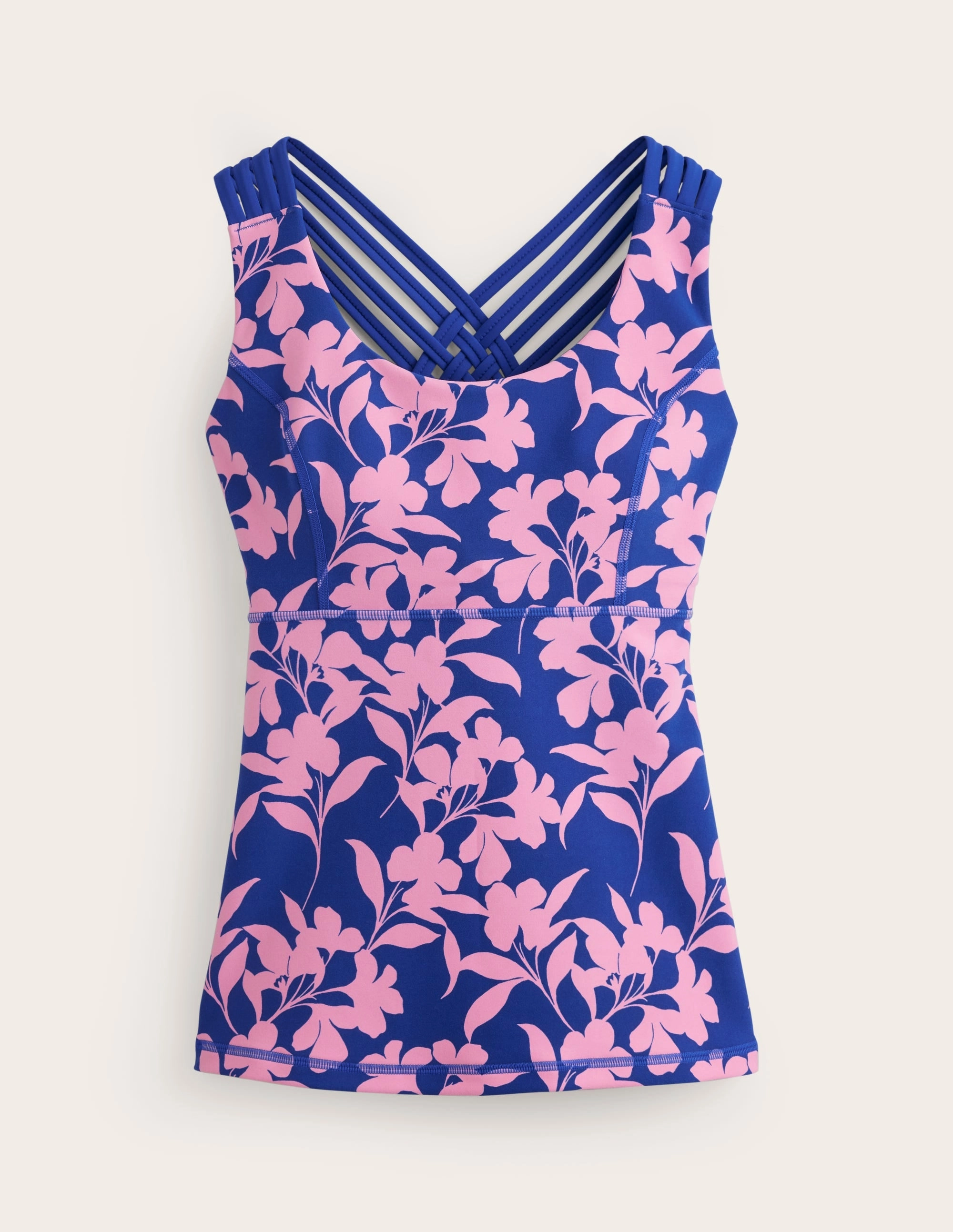 Structured Shoulder Cross Back Active Vest-Rose, Silhouette Bloom