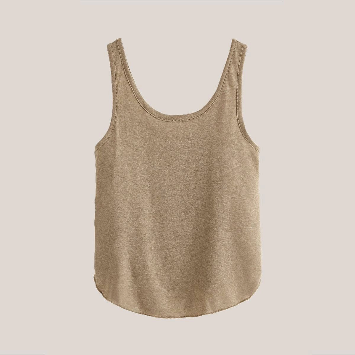 BREATHABLE SLEEVELESS TANK BLOUSE_CWTTK0495 Tencel Cotton Hybrid Weave