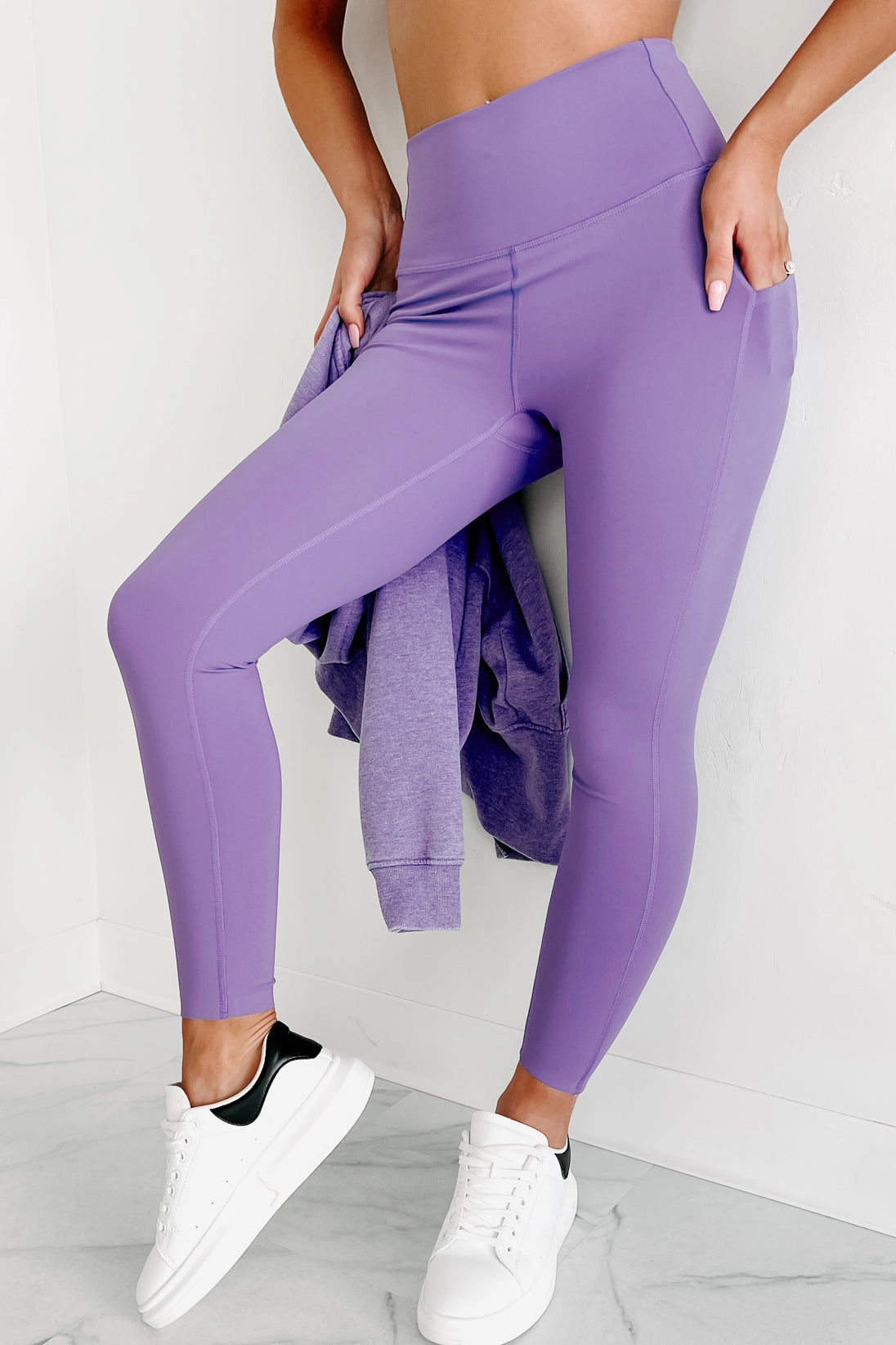 Picture Of Health Side Pocket Leggings (Purple) Durable Weave EcoFriendlyMaterial