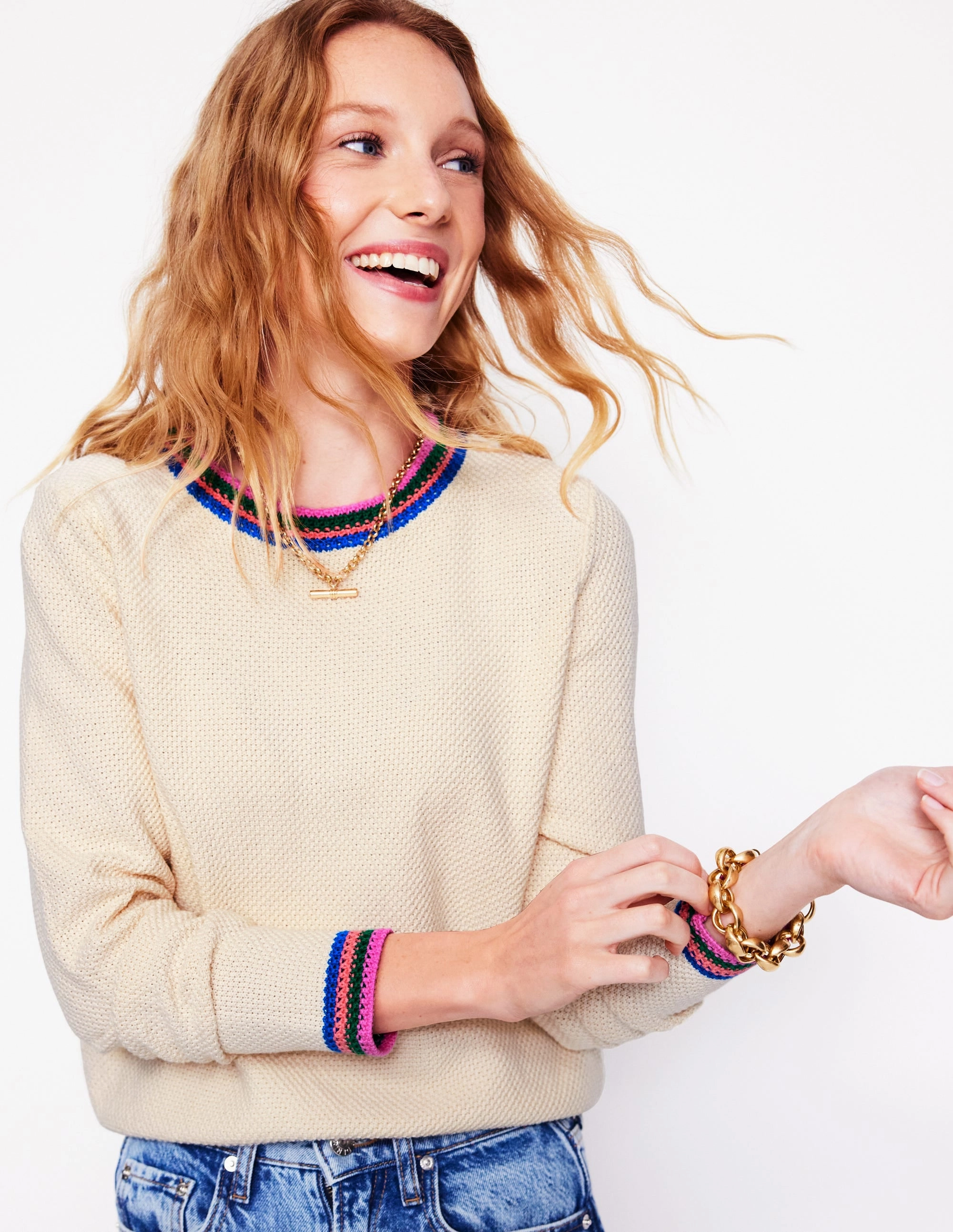 Callie Crochet Trim Jumper-Warm Ivory Luxe Layer Daily Warmth