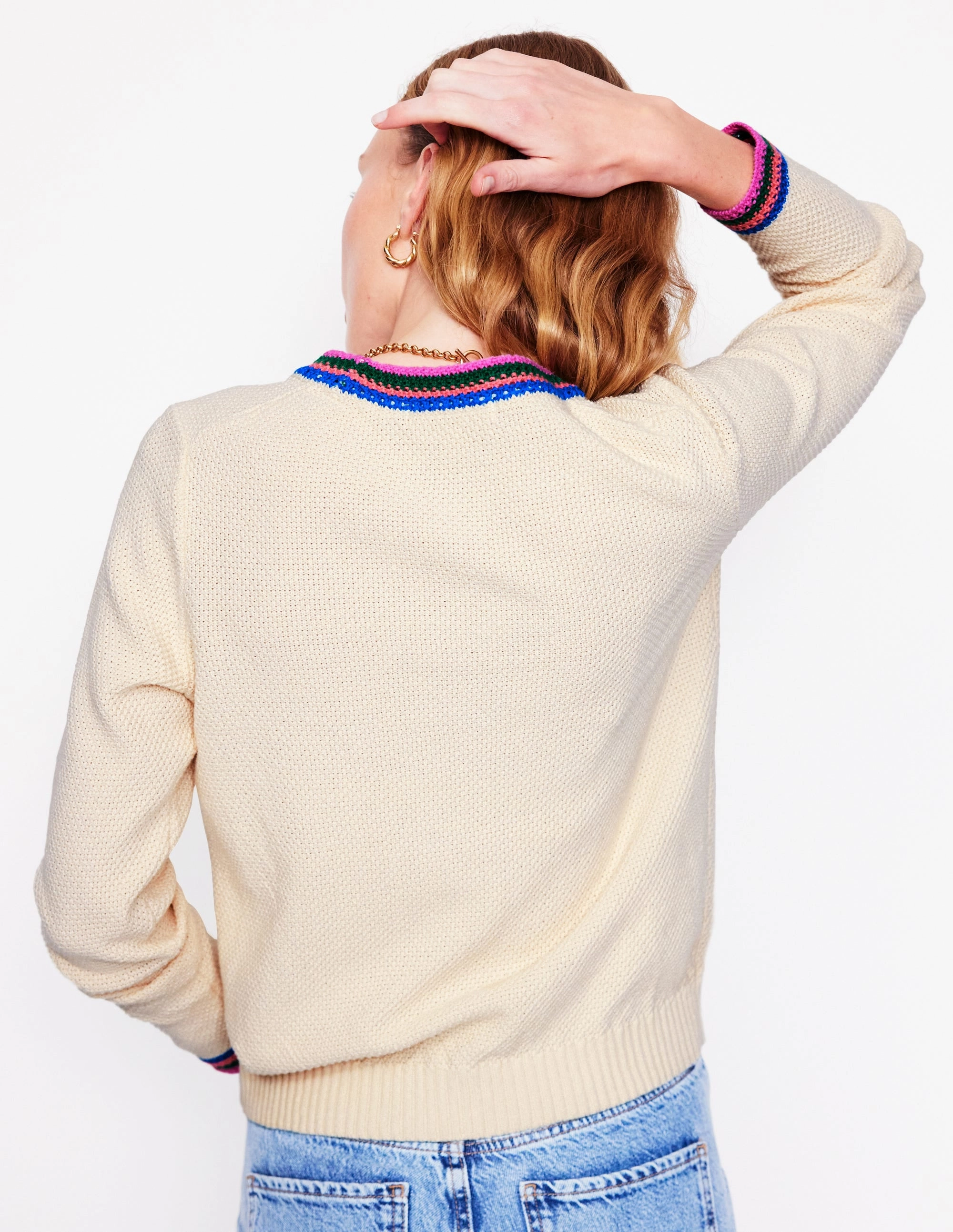 Ventilated Panels Callie Crochet Trim Jumper-Warm Ivory