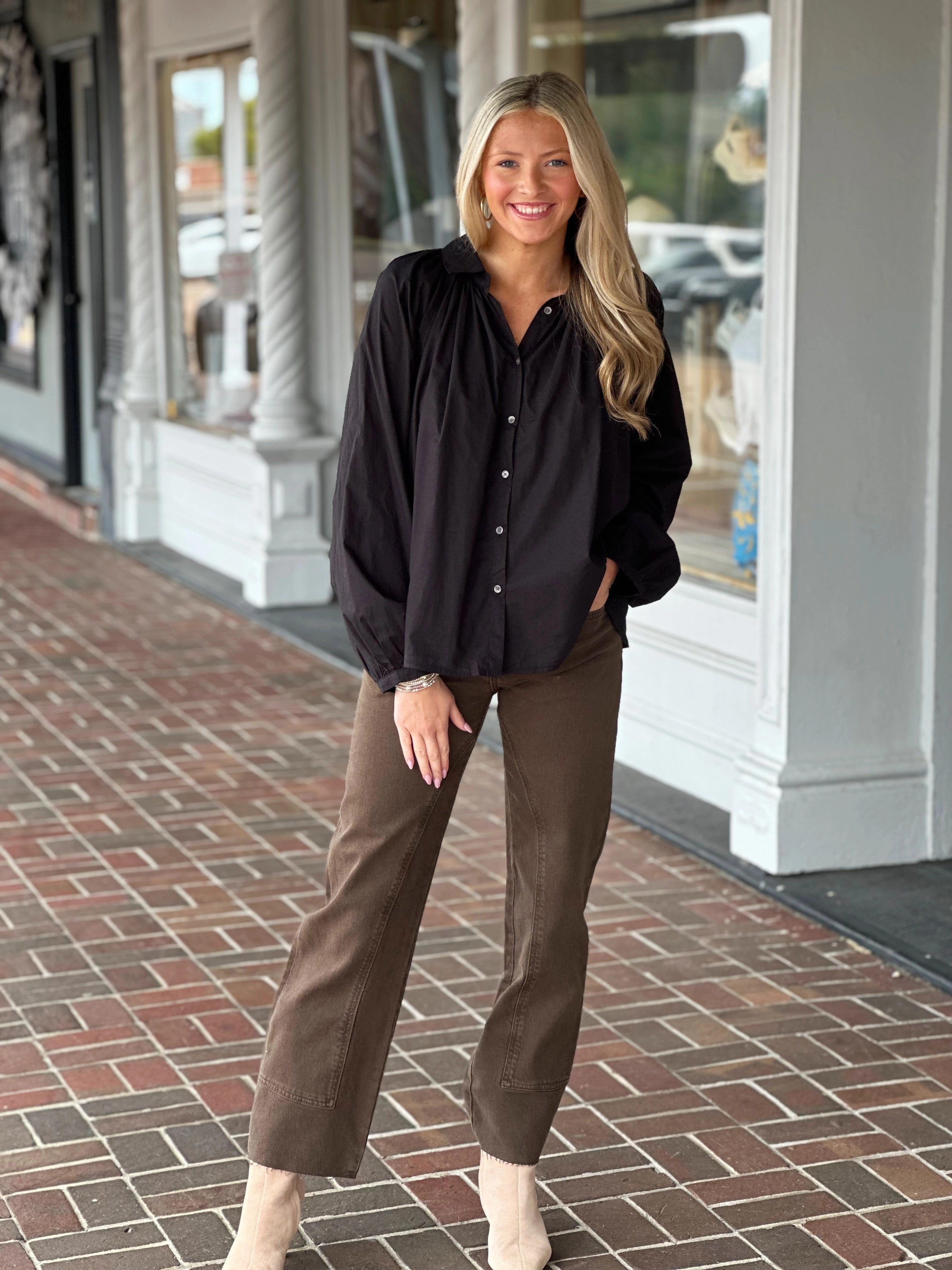 Interlock Knit Dear John Benedict Top in Black