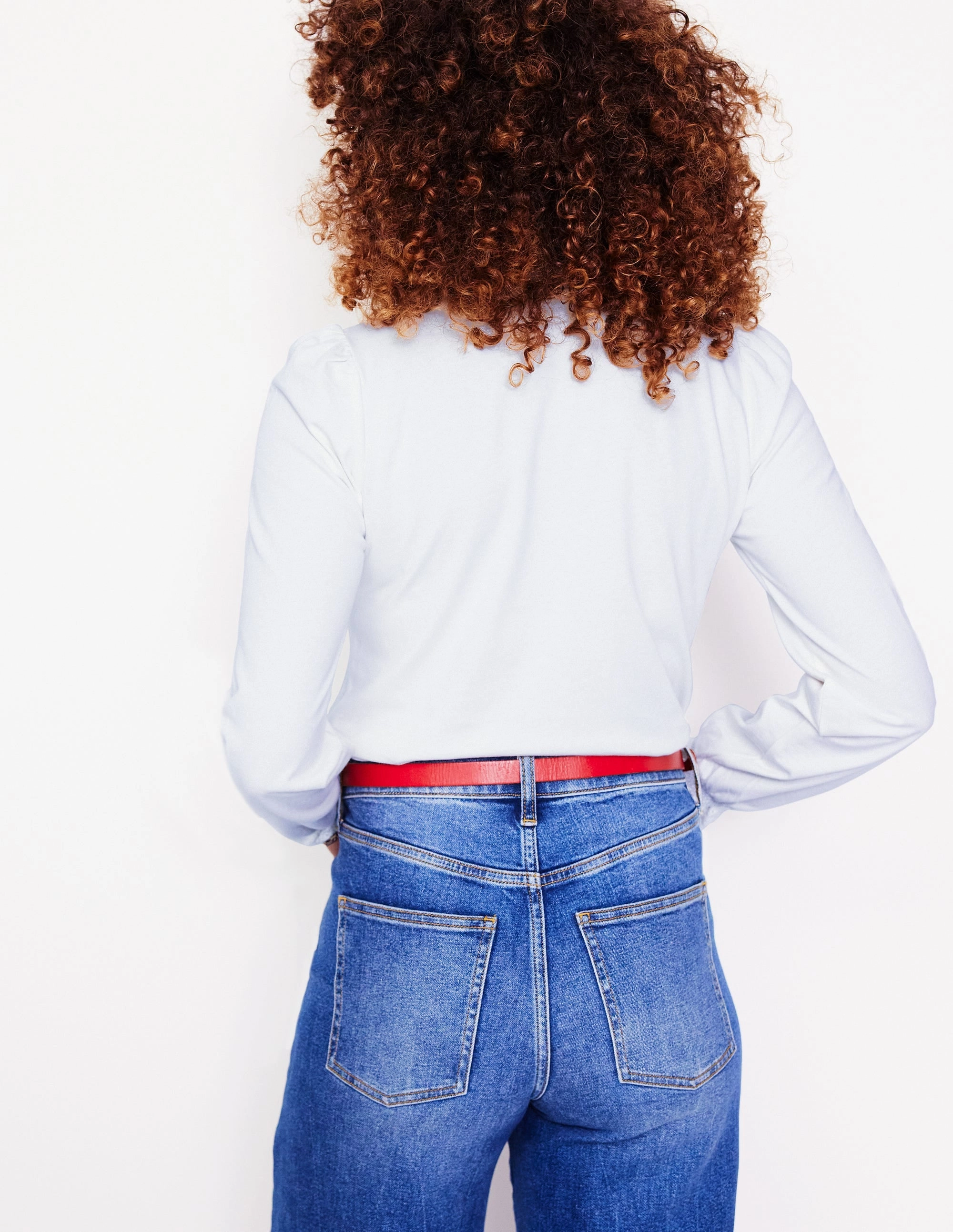 Broderie Smock Neck Top-Ivory Unstructured Fit MultiDirectionalStretch