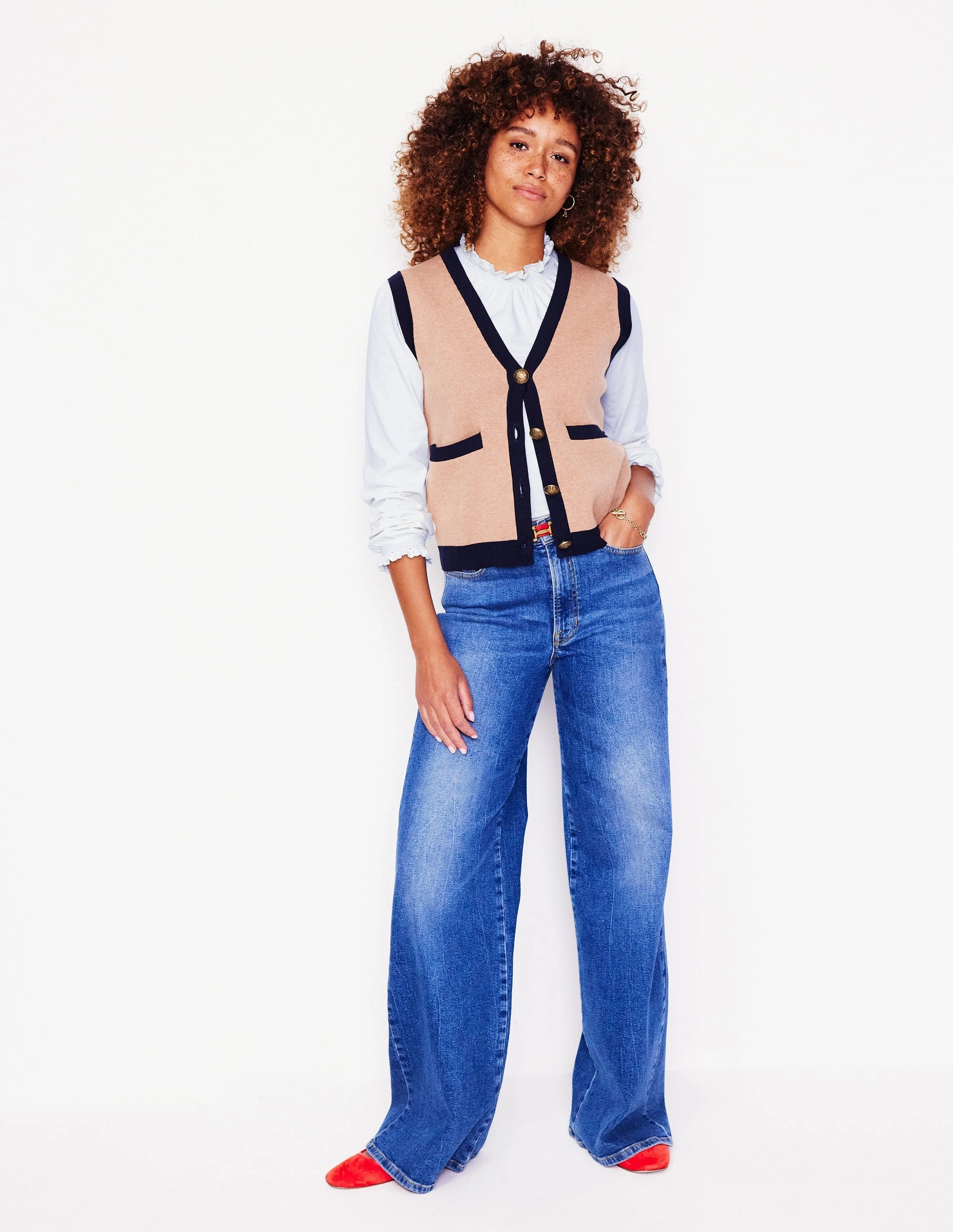 Textured Weave HypoallergenicFibers Broderie Smock Neck Top-Ivory