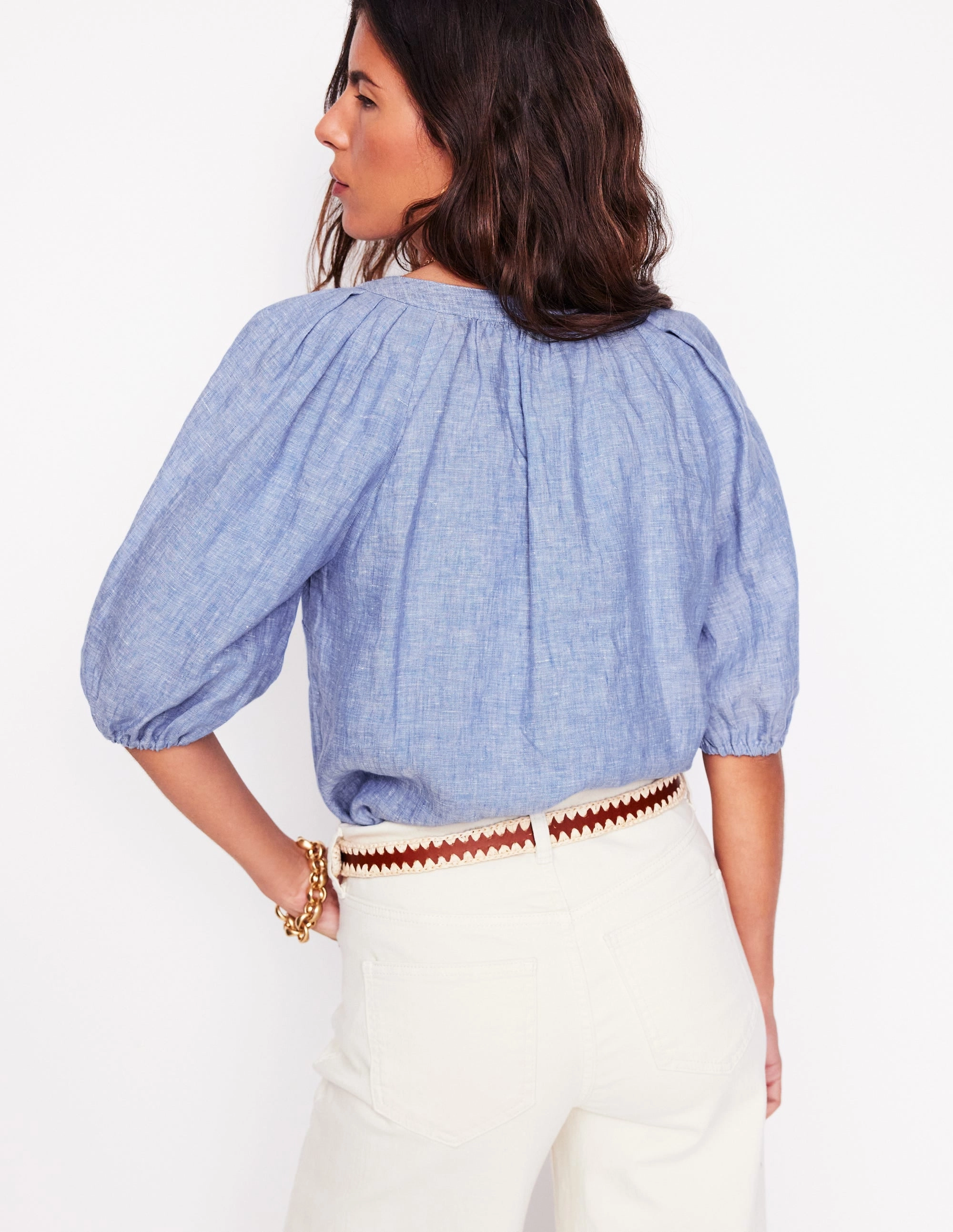 Brooke Linen Top-Chambray Fray Resistant Edges