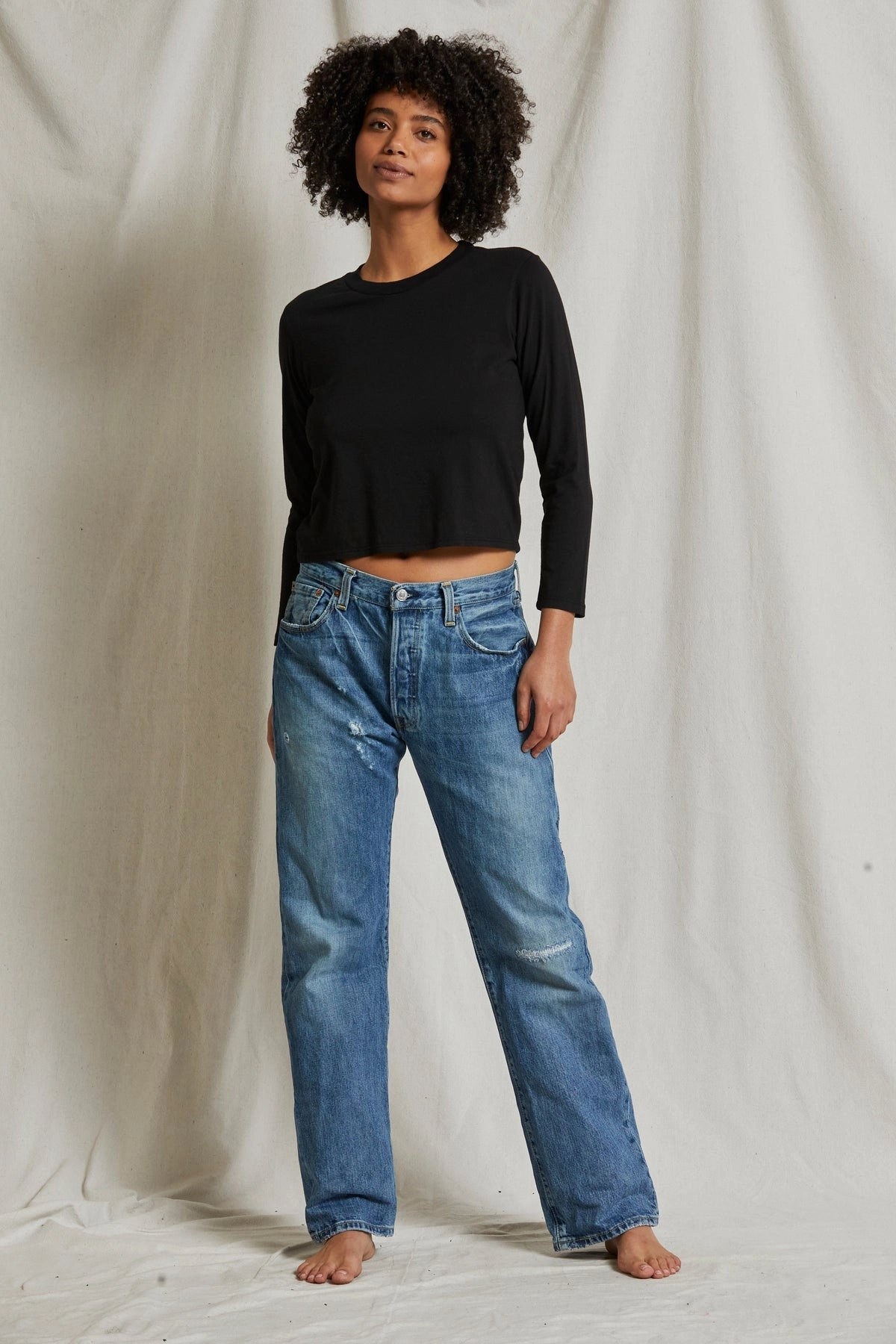 Microfiber Blended Fabric Bruce Long Sleeve in True Black