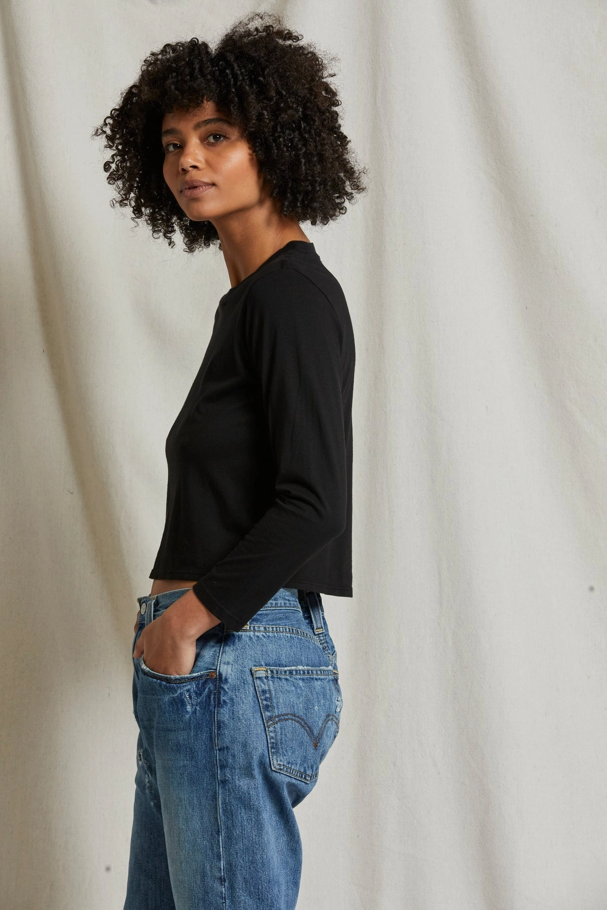 Relaxed Blouse Bruce Long Sleeve in True Black