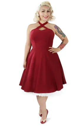 Fit Choice Burgundy Criss Cross Halter Dress XS-3XL #CCBD