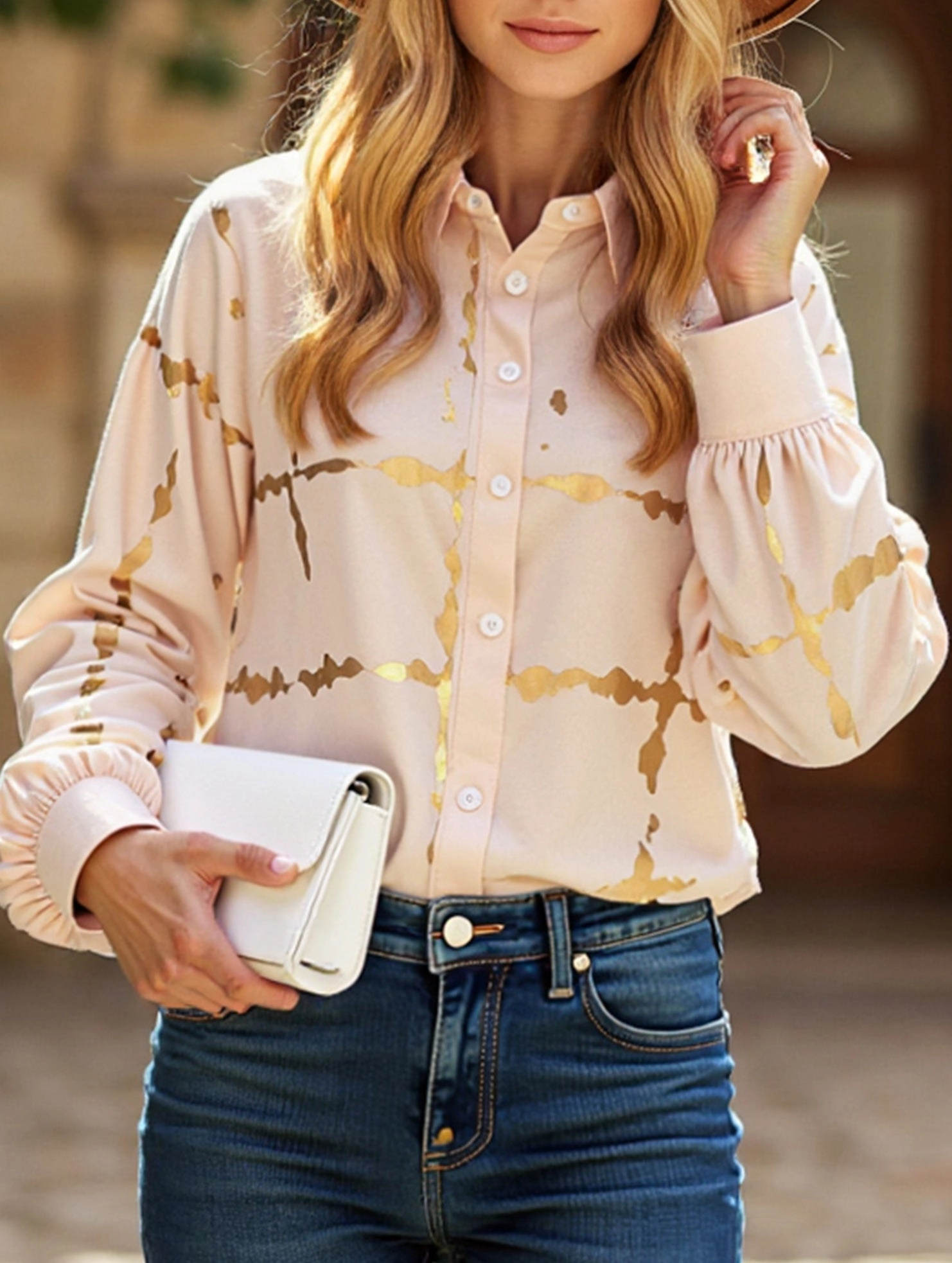 Burnished printed shirt FoldableFeature SnagResistant