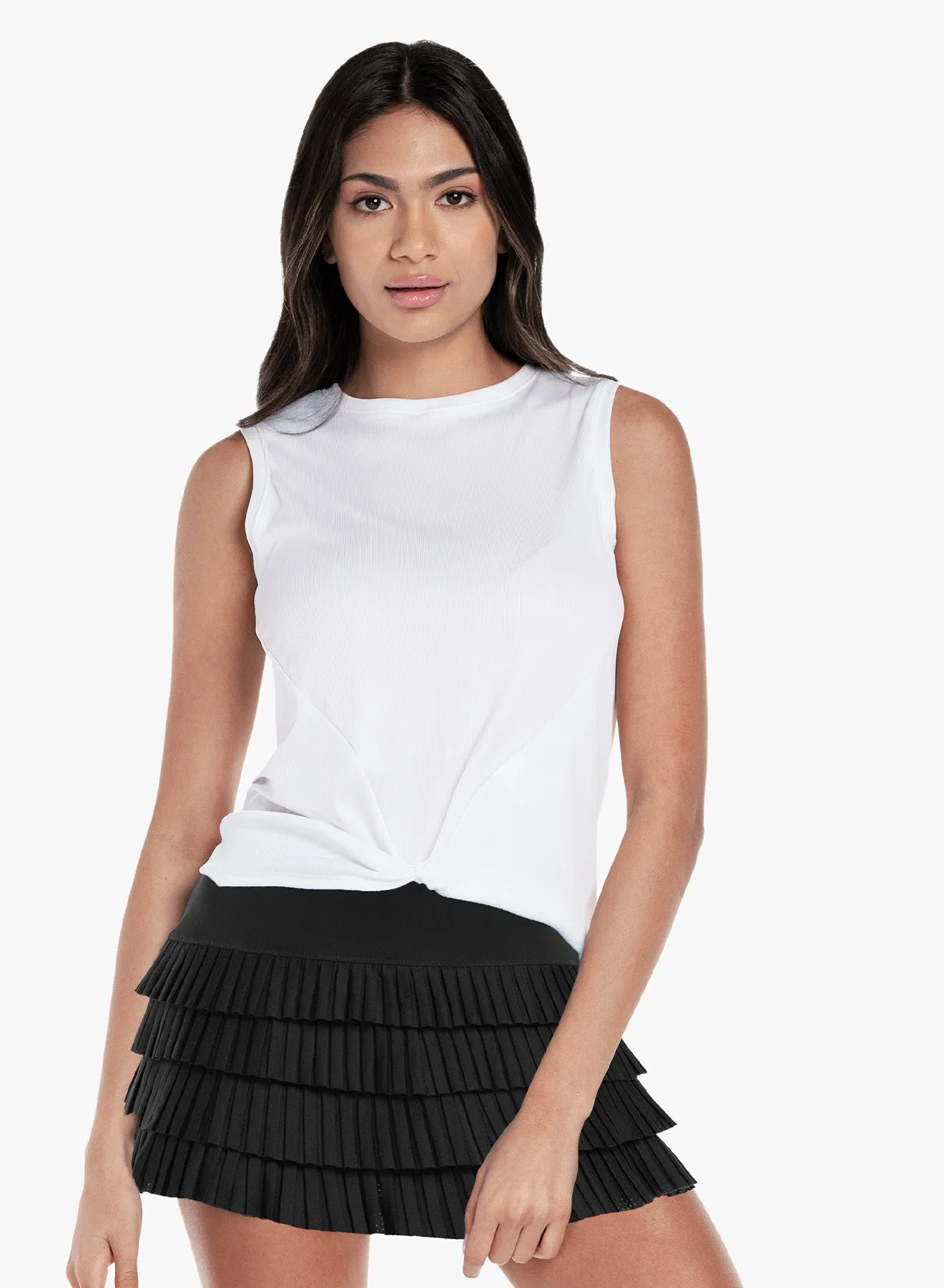 Architectural Tailoring Interlock Weave Twist Front Tank