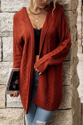 NonScratchSurface CABLE KNIT CASUAL HOODIE CARDIGAN