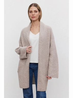 Tailored Seams Comfortable Cotton Calli Cardigan in Oat